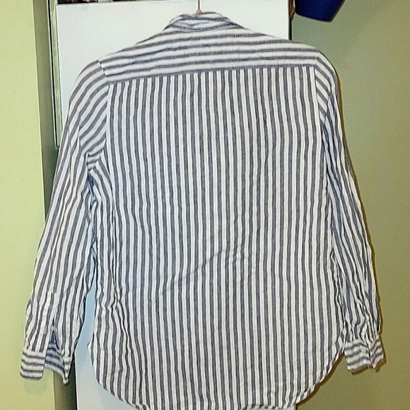 Aritzia Babaton Utility Gray and White Striped Linen Shirt XS - Picture 3 of 5